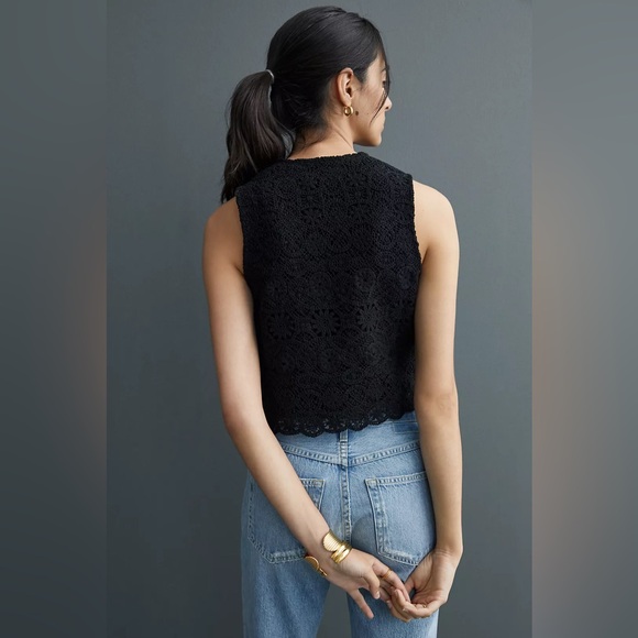 NWT Anthropologie Maeve Solid Eyelet Crochet Top - Picture 2 of 5